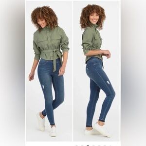 SPANX Dark Blue High-Rise Skinny Jeans - Women